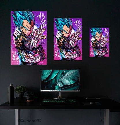 Dragon Ball, pintura Vegeta SS Deus Azul