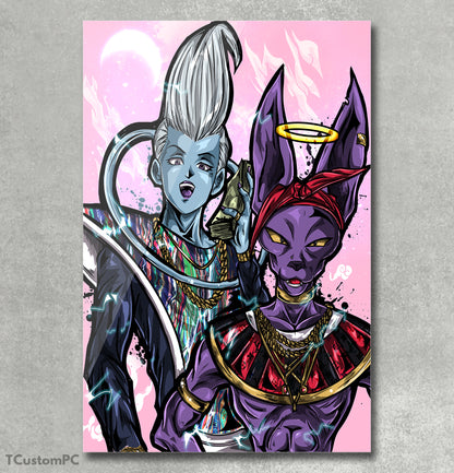 Dragon Ball, pintura de Beerus X Whis