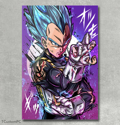 Dragon Ball, pintura Vegeta SS Deus Azul