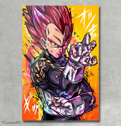 Pintura Dragon Ball, Vegeta SS God Red