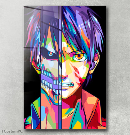 Pintura colorida de Ataque de Eren Yeager ao Titã