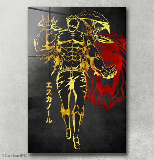 Moldura Escanor 2 Vermelho Dourado