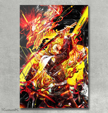 Pintura do Guerreiro Espada de Fogo Rengoku Kyojuro