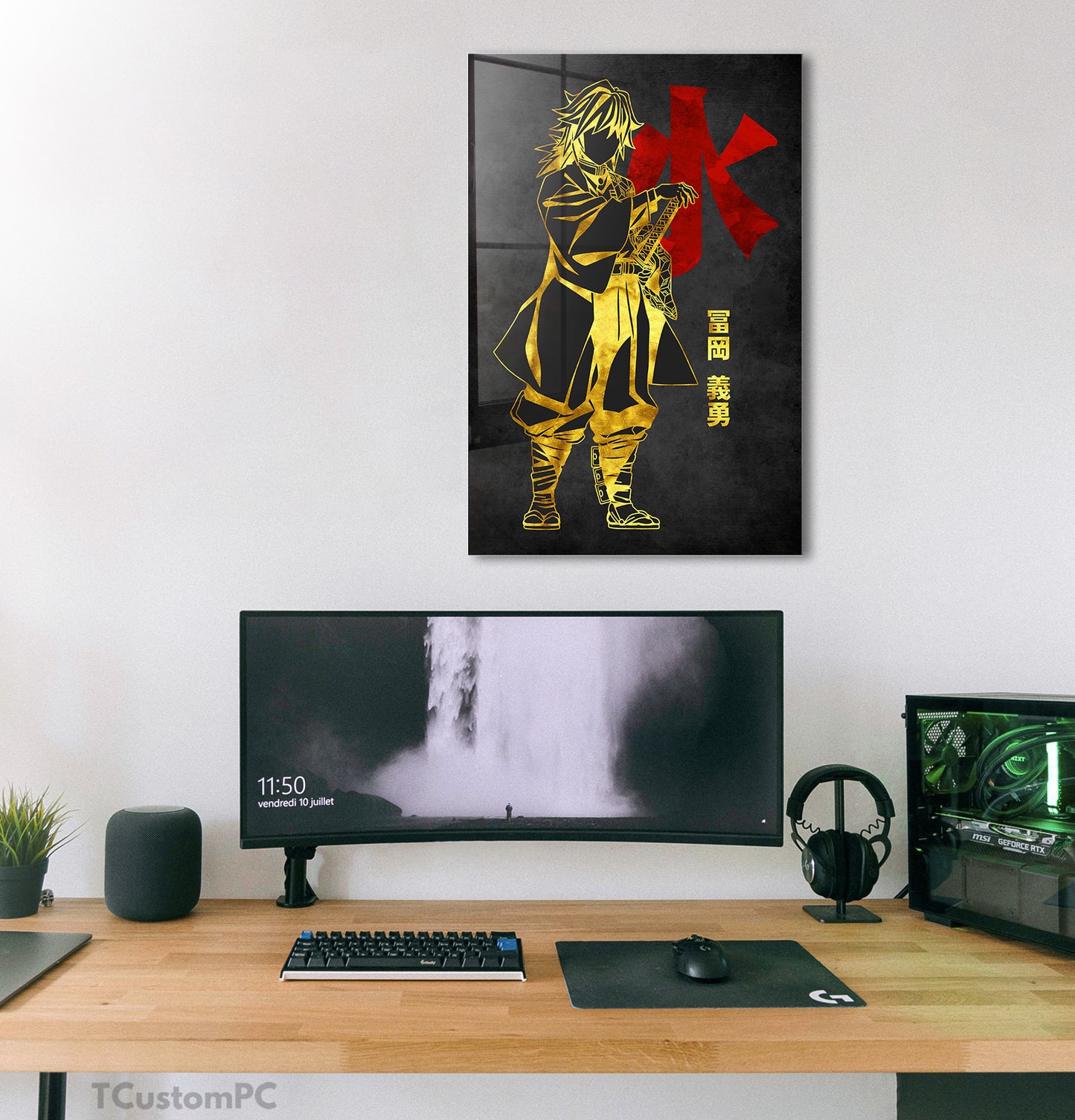 Pintura Giyuu Vermelho Dourado