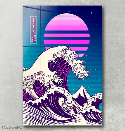 Pintura Great Wave off Kanagawa - Edição Cyberpunk