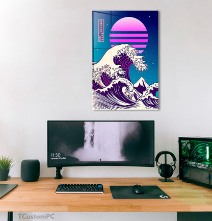 Great Wave off Kanagawa painting - Cyberpunk Edition