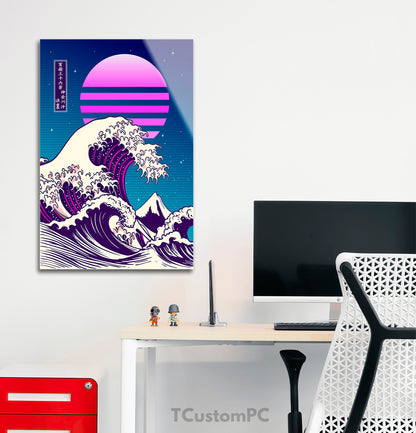 Pintura Great Wave off Kanagawa - Edição Cyberpunk