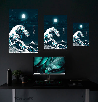 Great Wave off Kanagawa painting - Moon Edition