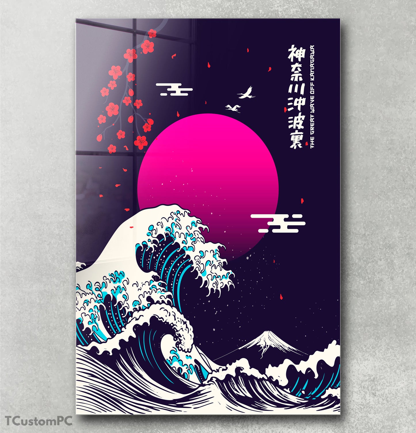 Pintura Great Wave off Kanagawa - Edição Pink Haze