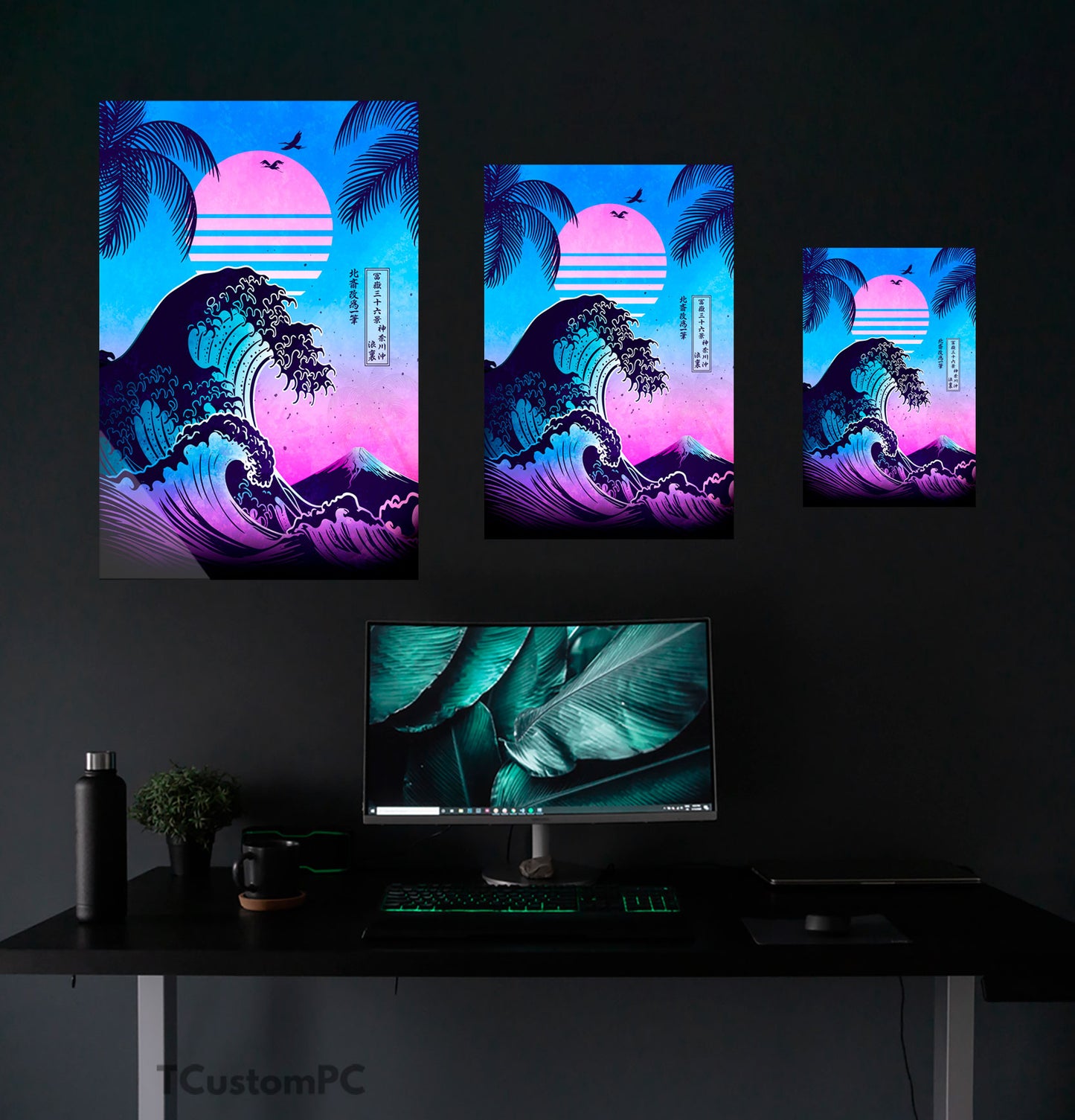 Great Wave off Kanagawa painting - Retro Wave Edition