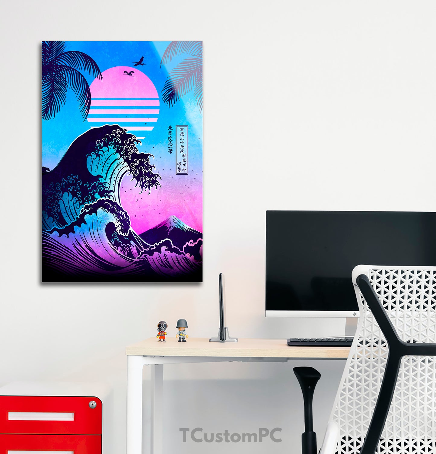 Pintura Great Wave off Kanagawa - Edição Retro Wave