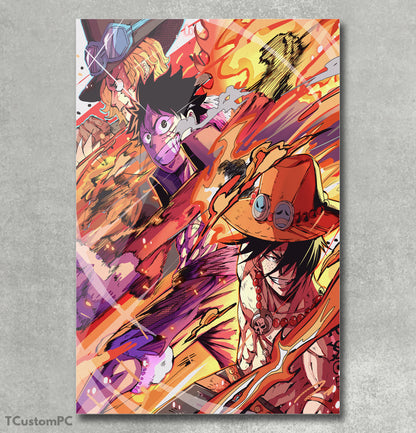 Pintura de Luffy, Ace e Sabo One Piece