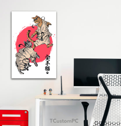 Pintura em estilo japonês de lutadores Kat