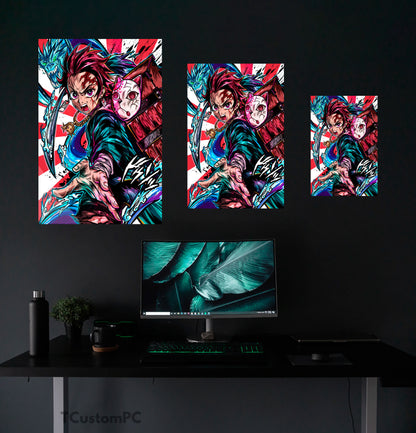 Pintura de Kimetsu no Yaiba, Tanjiro "Respiração na Água"