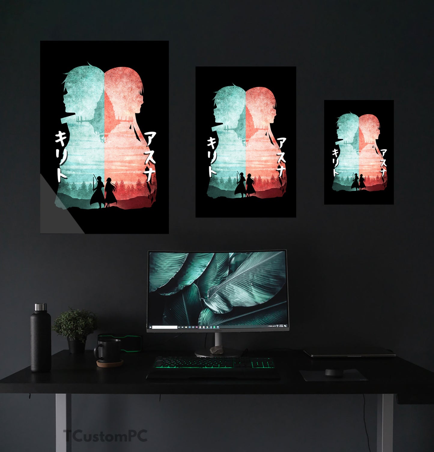 Kirito Asuna Minimalist Silhouette painting