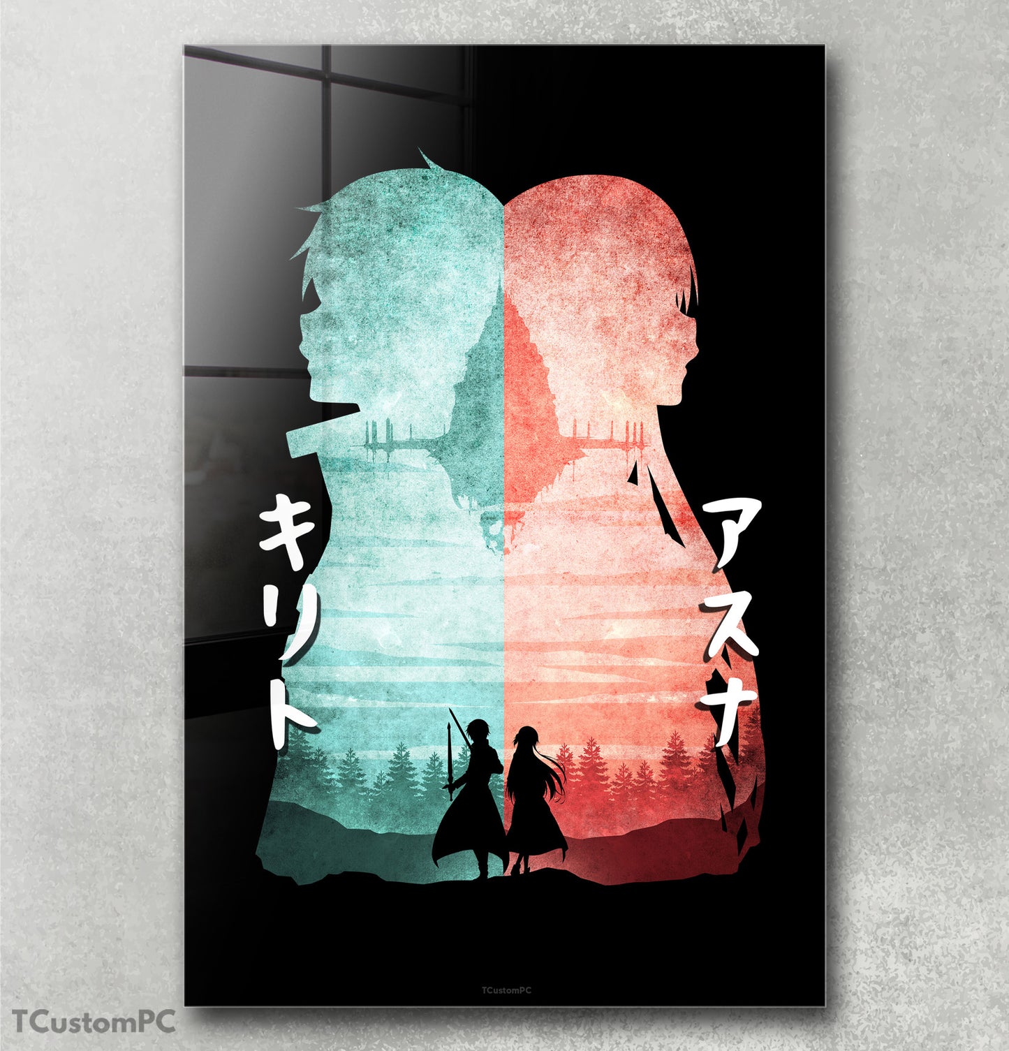 Kirito Asuna Minimalist Silhouette painting