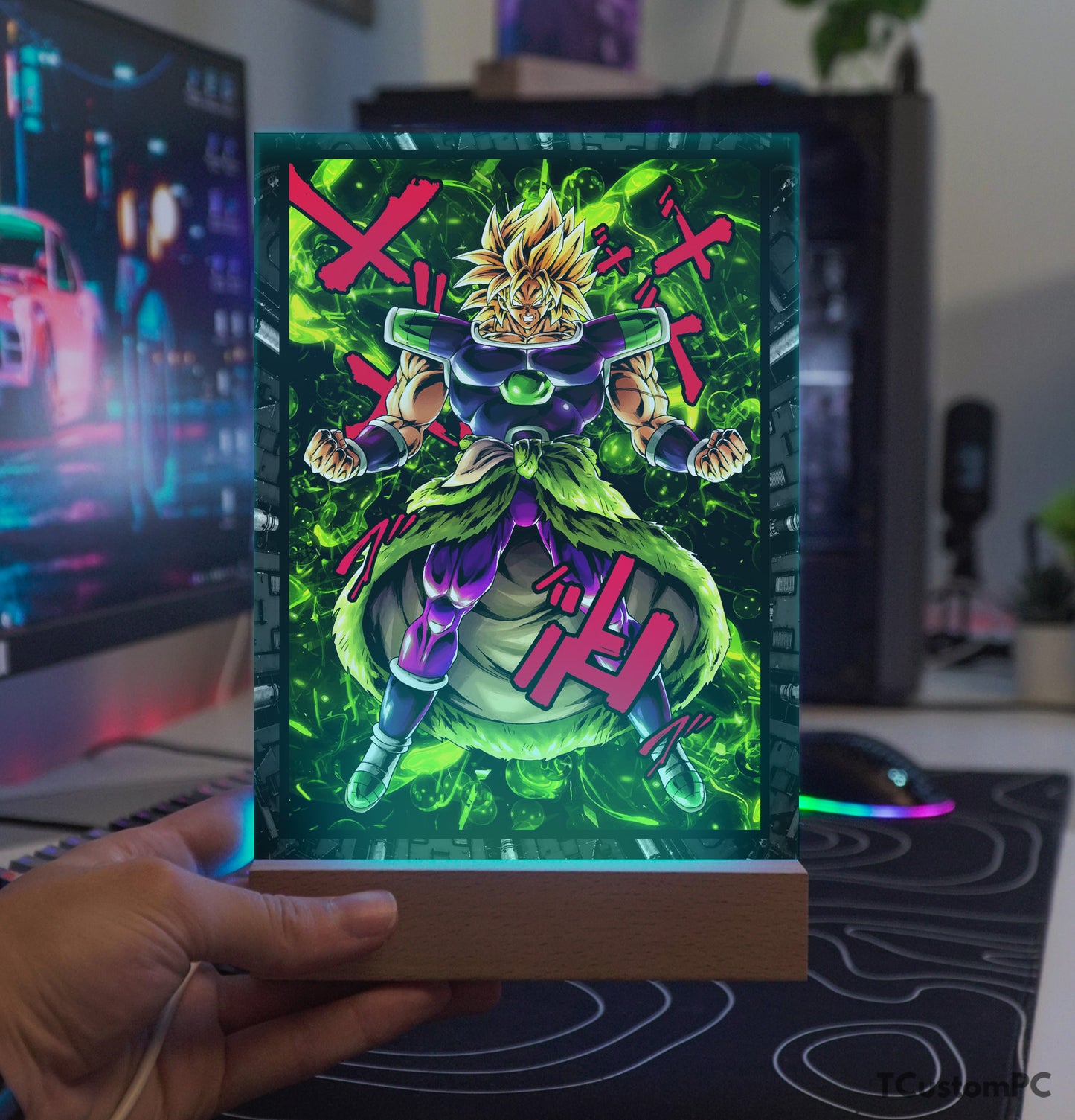 Vetor de néon lendário Broly SSJ da lâmpada TC