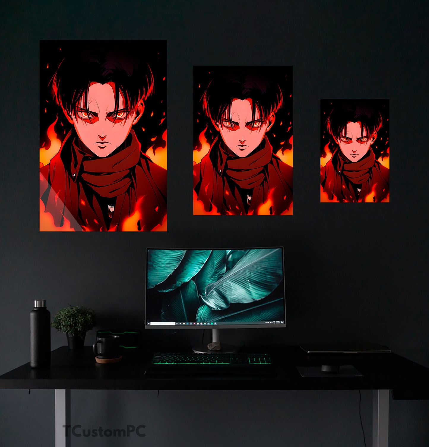 Levi Fire Attack on Titan Painting