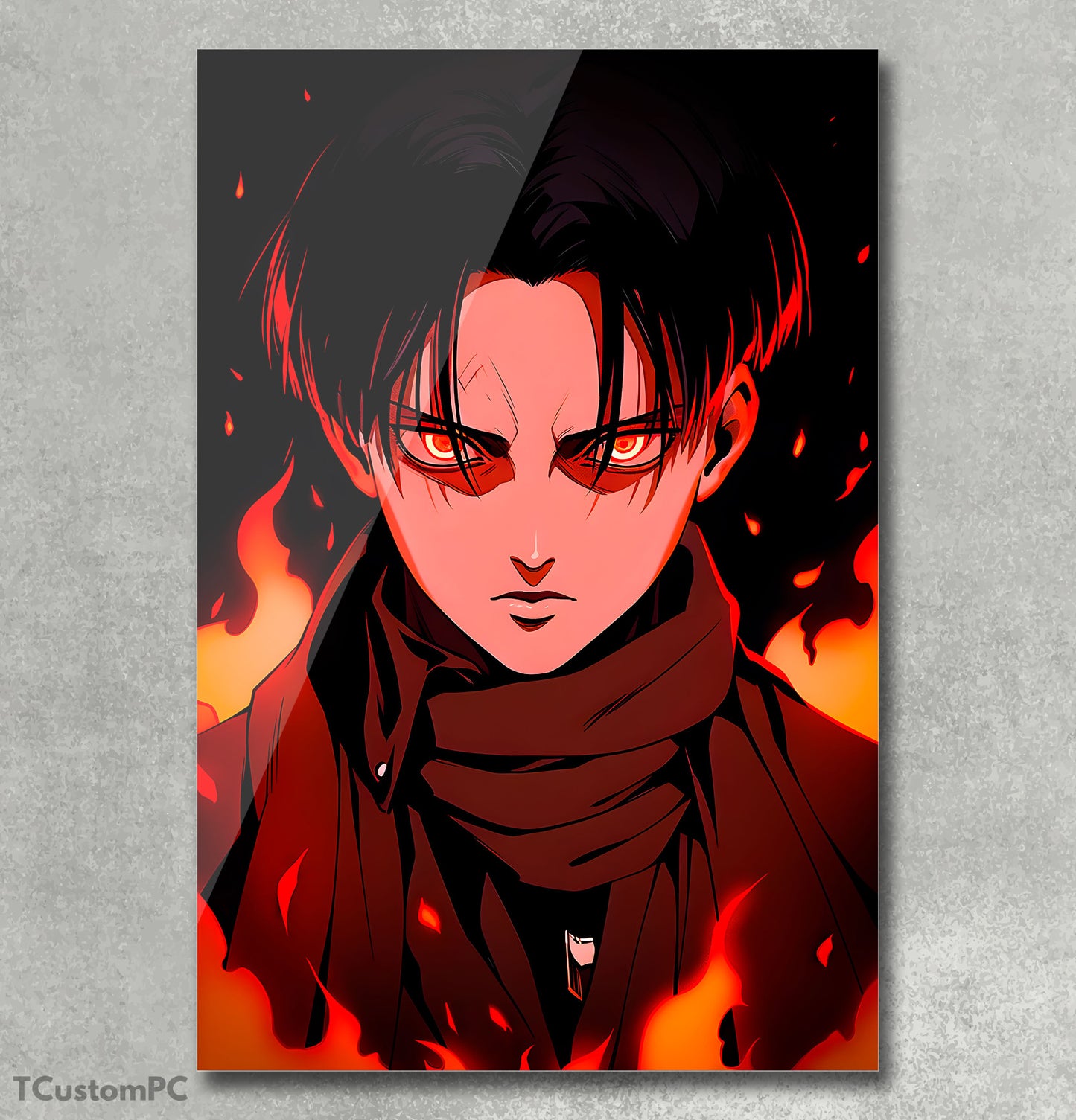 Levi Fire Attack on Titan Painting