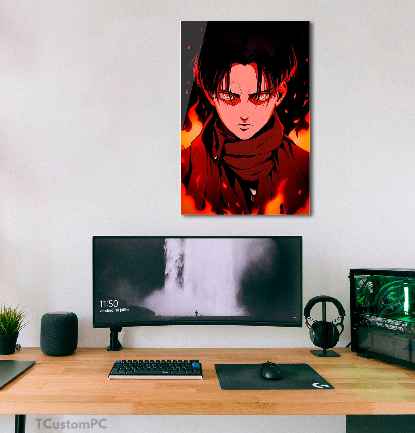 Levi Fire Attack on Titan Painting