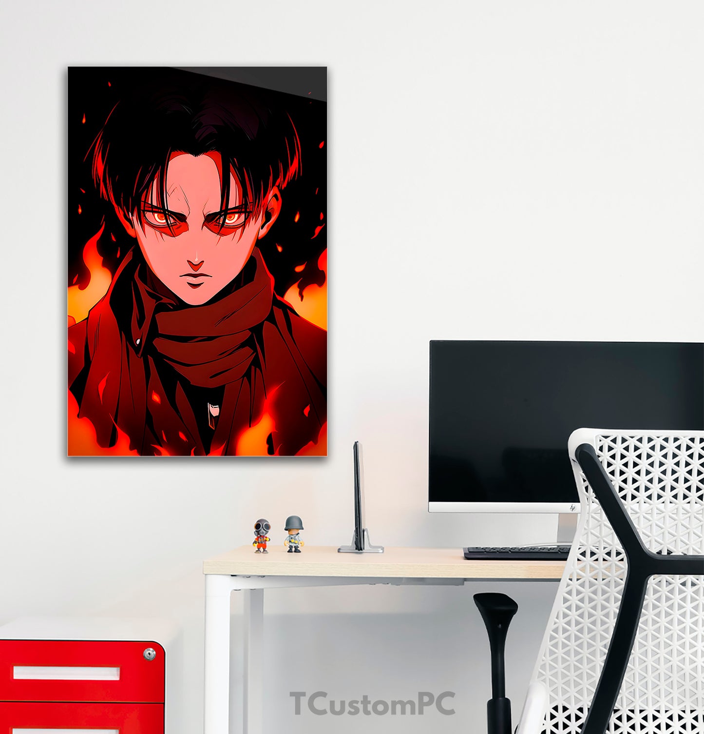 Levi Fire Attack on Titan Painting