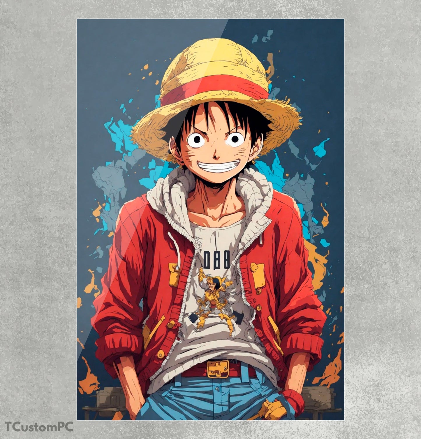 Pintura de Luffy com casaco