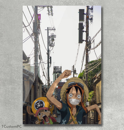 Pintura do Luffy e do helicóptero One Piece