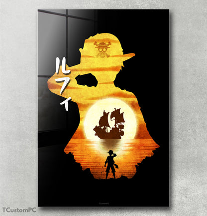 Pintura de silhueta minimalista de Luffy