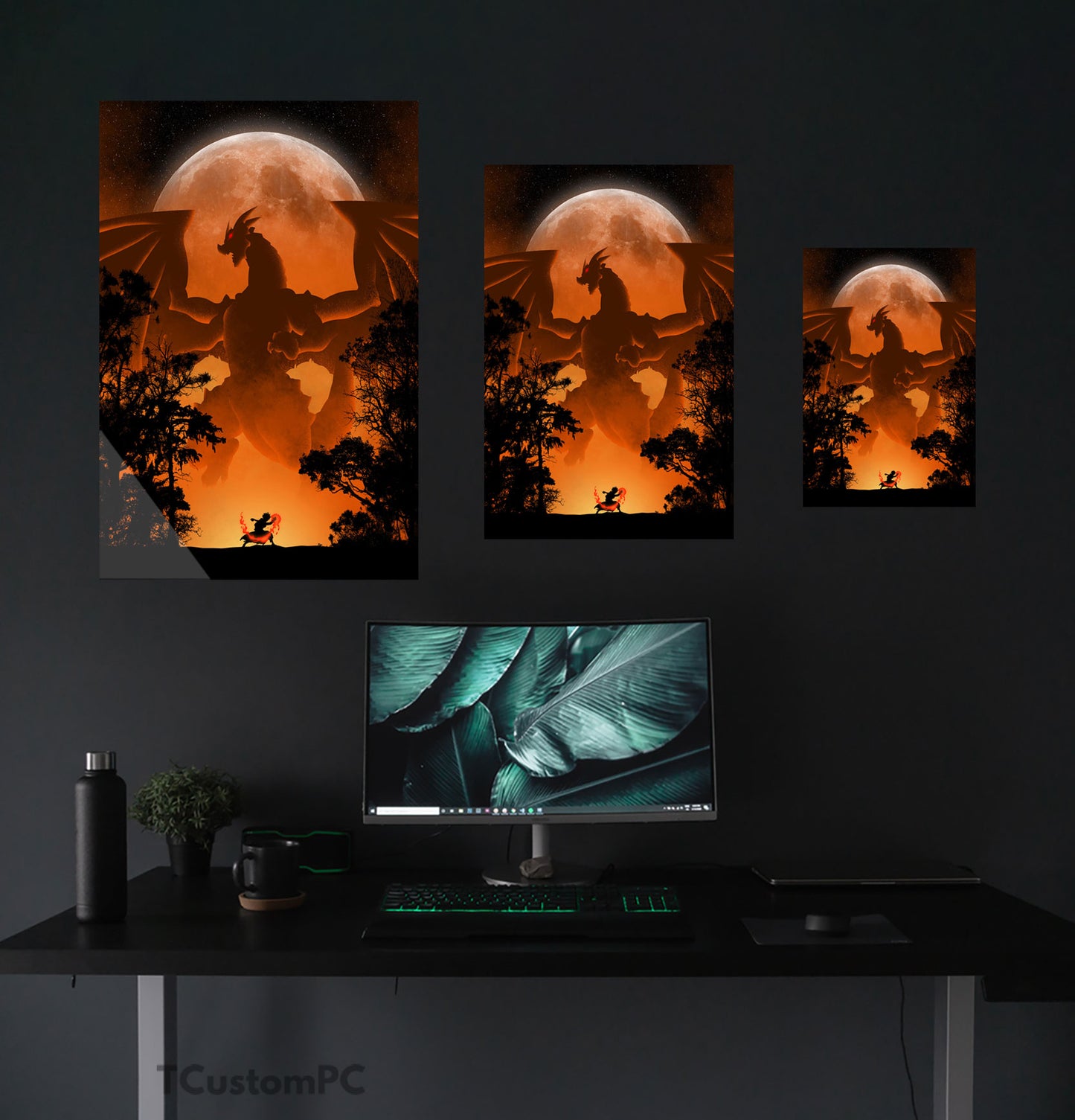 Pintura Natsu Silhouette Moon