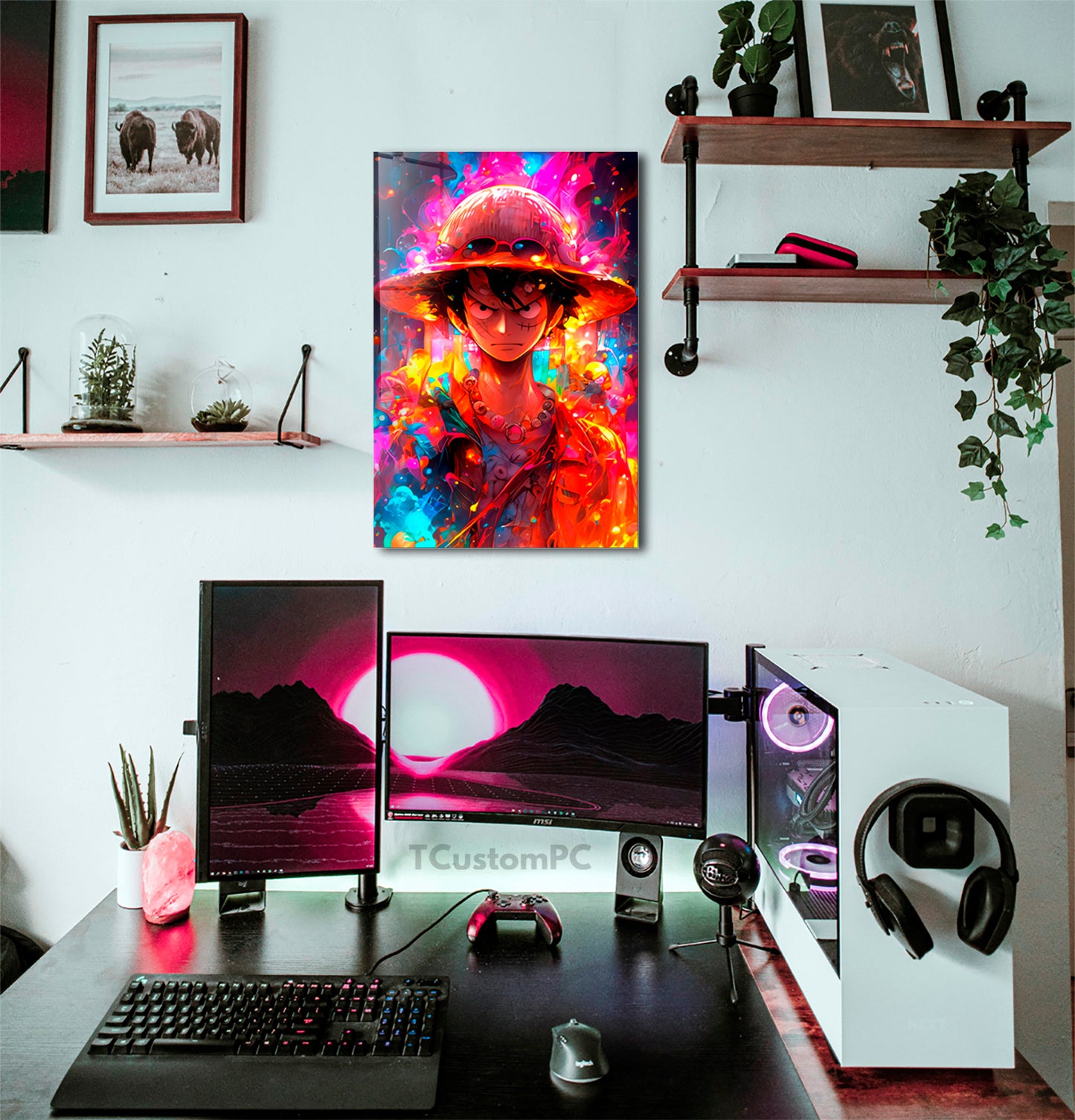 Neon Explosion Luffy Painting