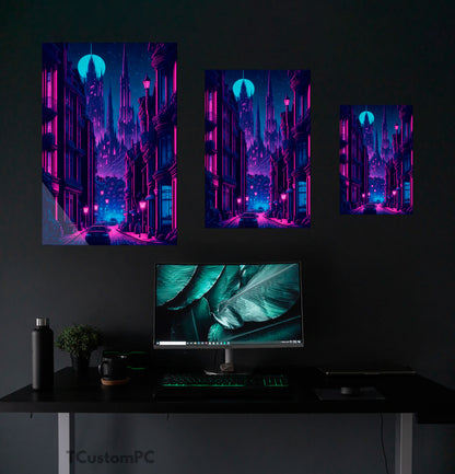 Neon Night City in Denmark painting