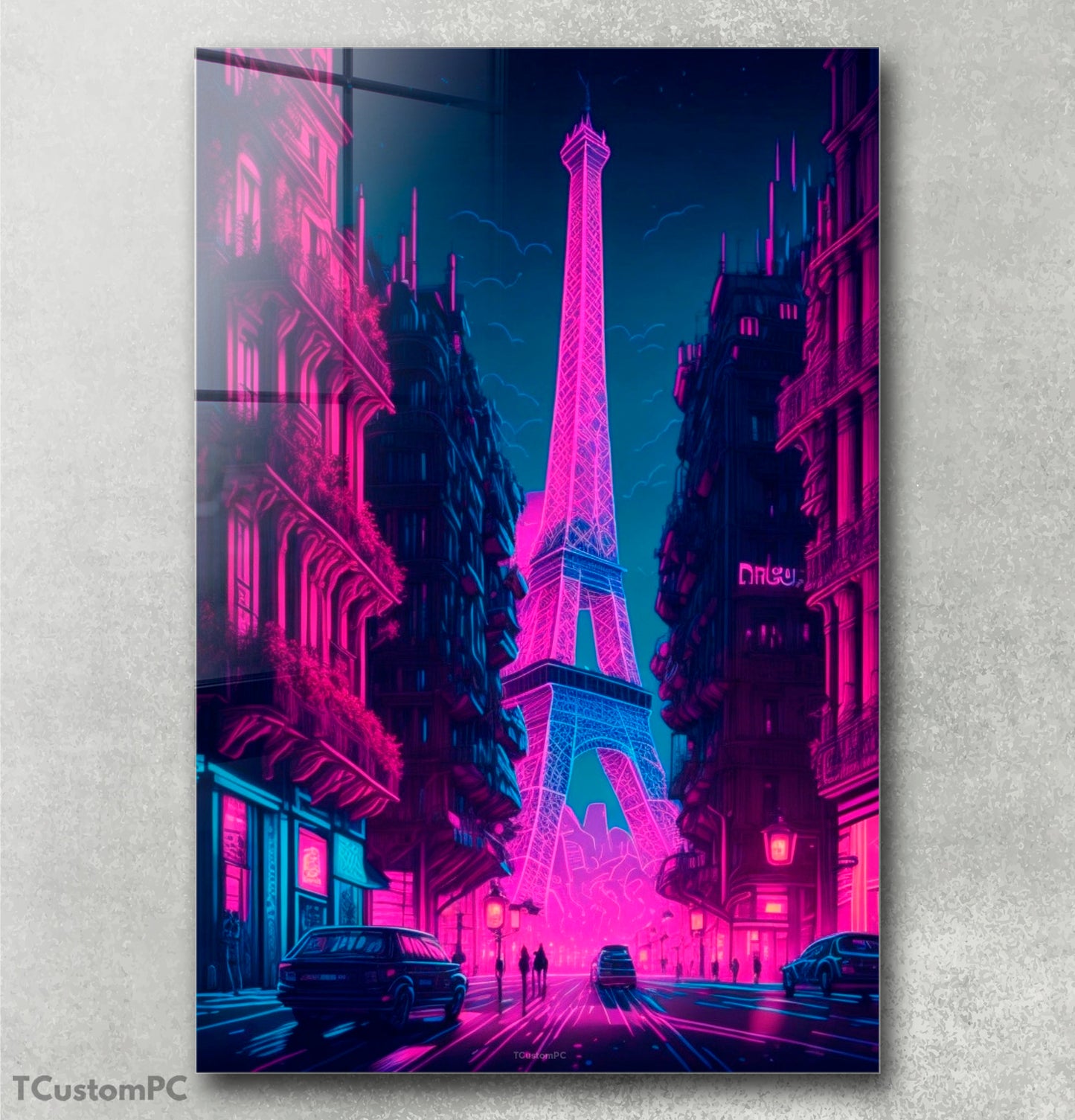 Neon Night City in France painting
