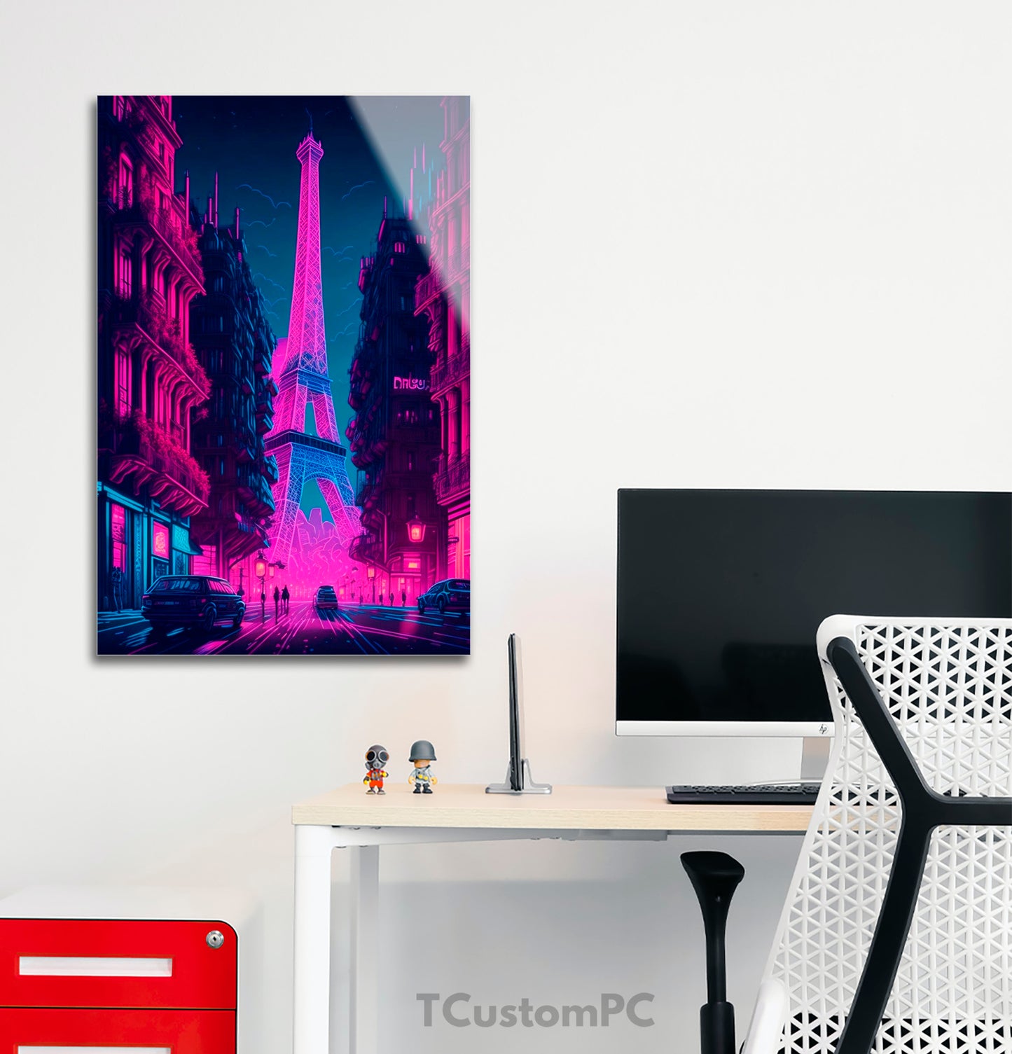 Neon Night City in France painting