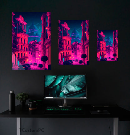 Neon Night City in Italy painting