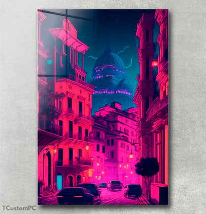 Neon Night City in Italy painting