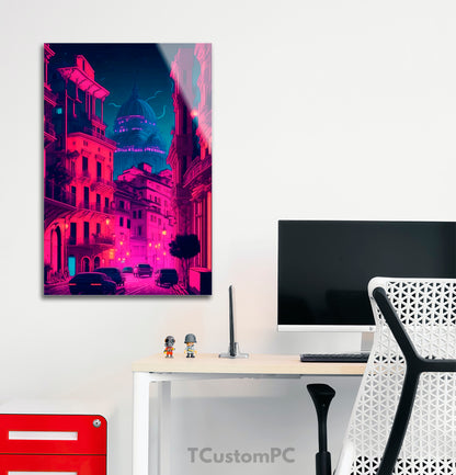 Neon Night City in Italy painting