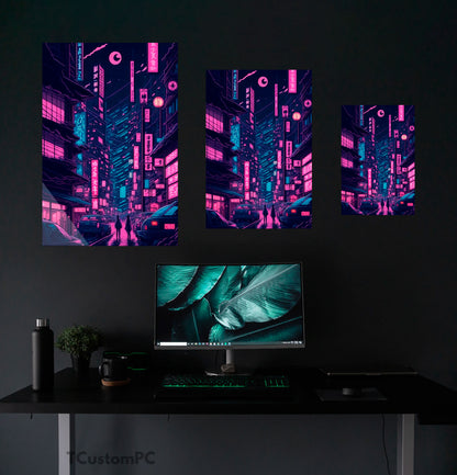 Neon Night City in Japan painting