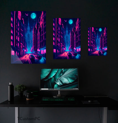 Neon Night City in Netherlands painting