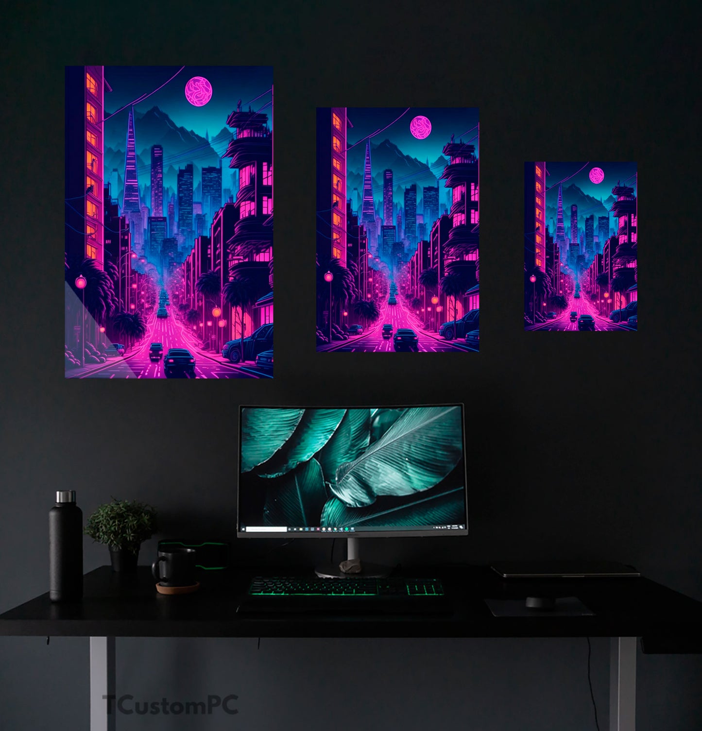 Neon Night City in San Francisco painting