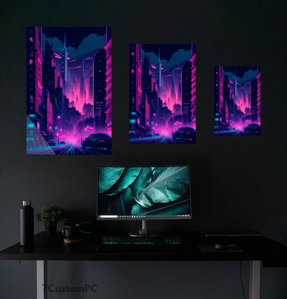 Neon Night City in United Kingdom painting