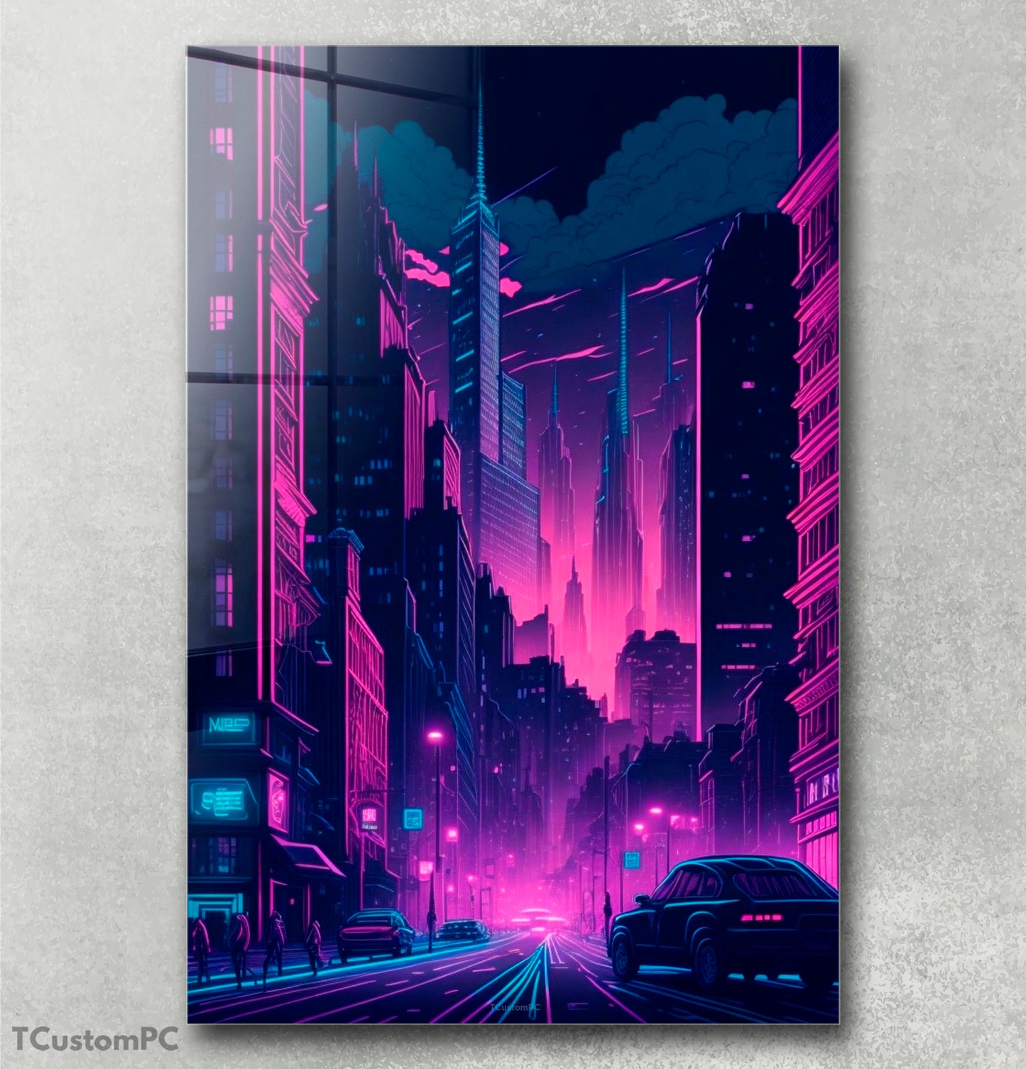 Neon Night City in United Kingdom painting