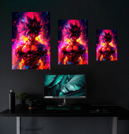 Pintura de Goku explosão vermelha