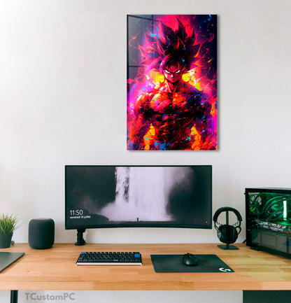 Pintura de Goku explosão vermelha