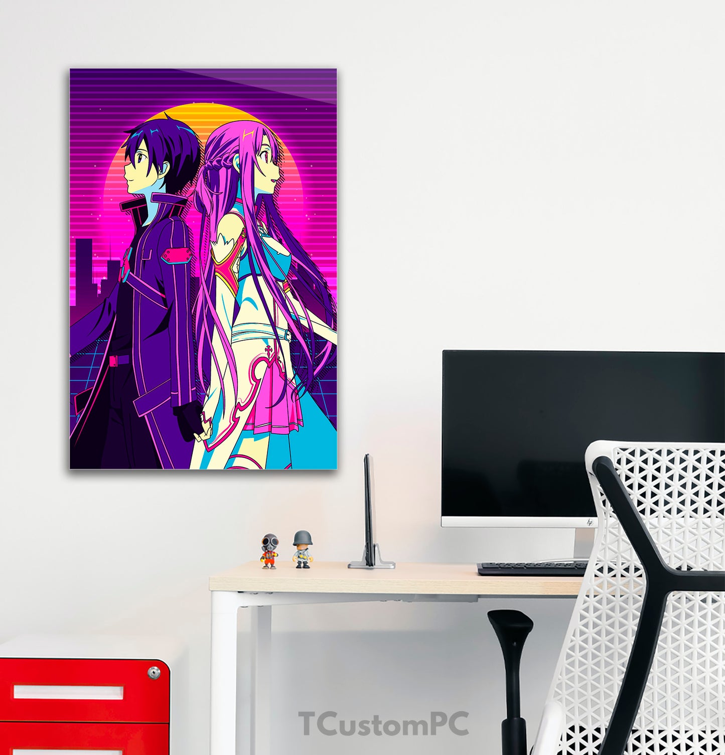 Pintura online de arte de espada - Asuna e Kirito