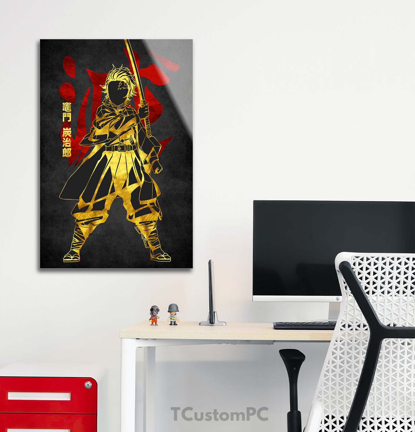 Pintura Tanjiro 2 Vermelho Dourado