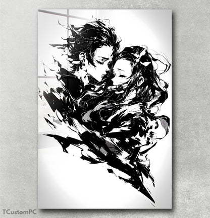 Wall Art Tanjiro x Nezuko Black Paint