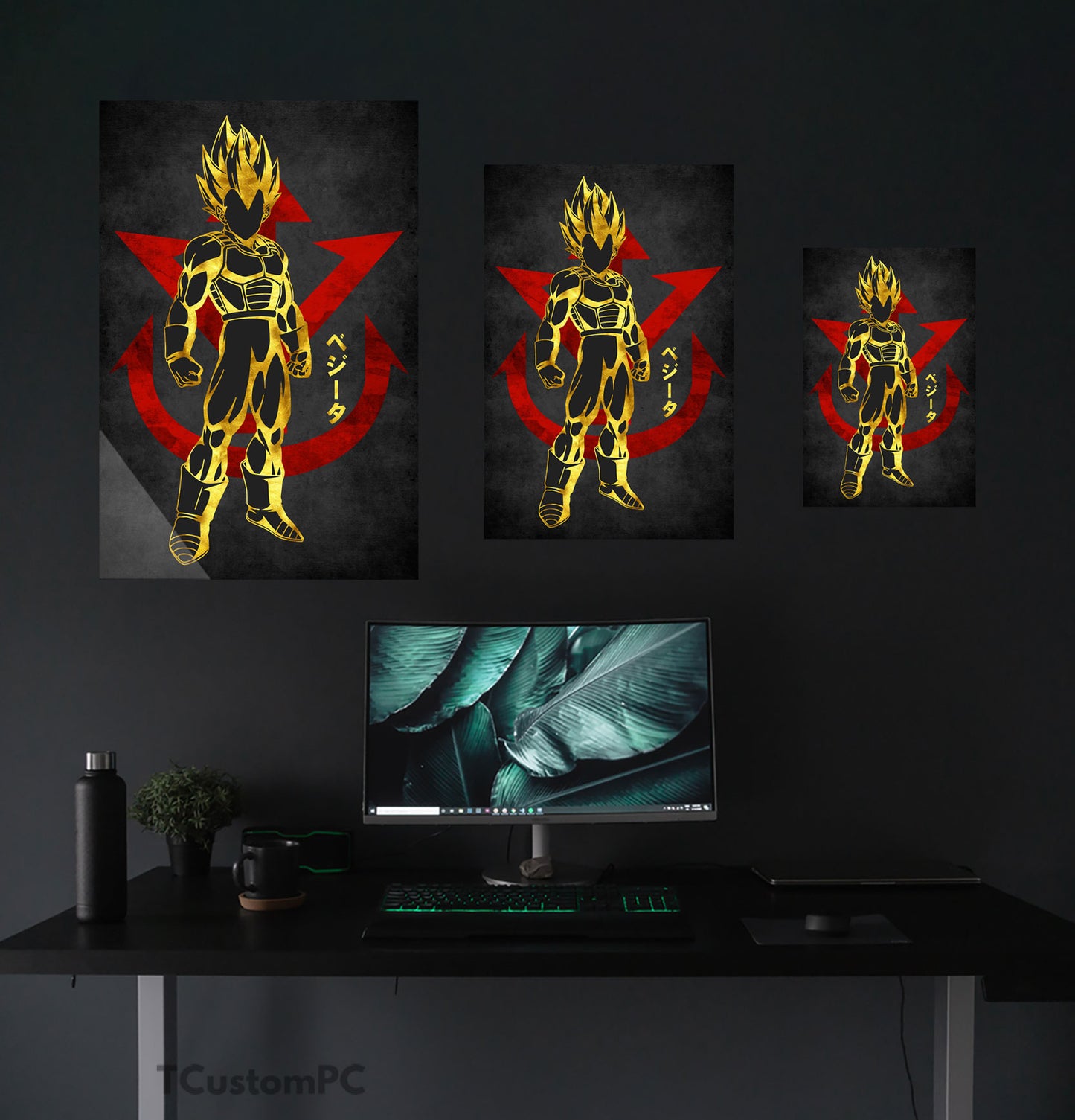 Pintura Vegeta Vermelha Dourada