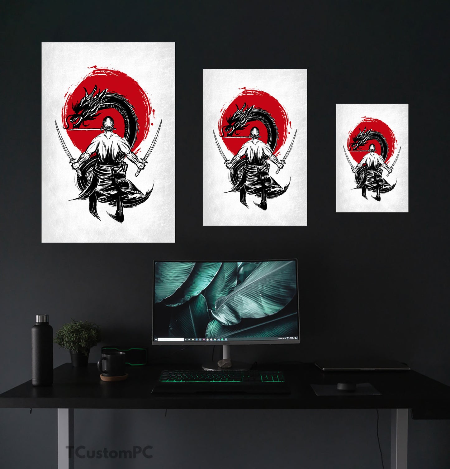 Pintura de samurai de Zoro em estilo japonês