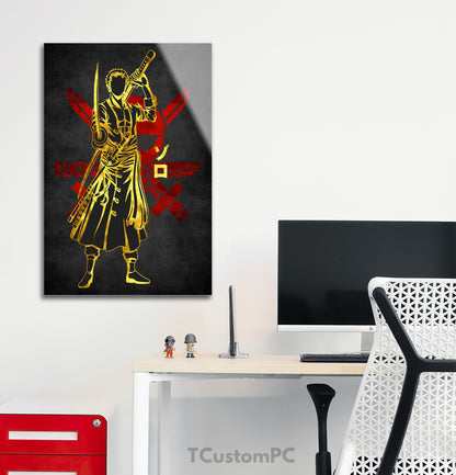 Pintura Zoro Vermelho Dourado