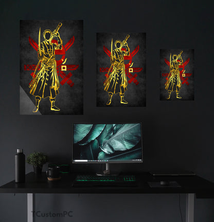 Pintura Zoro Vermelho Dourado